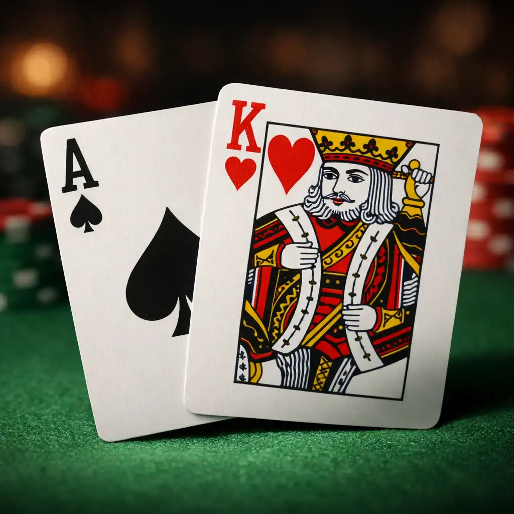 Cartes de poker Texas Hold'em posées sur un tapis de jeu vert